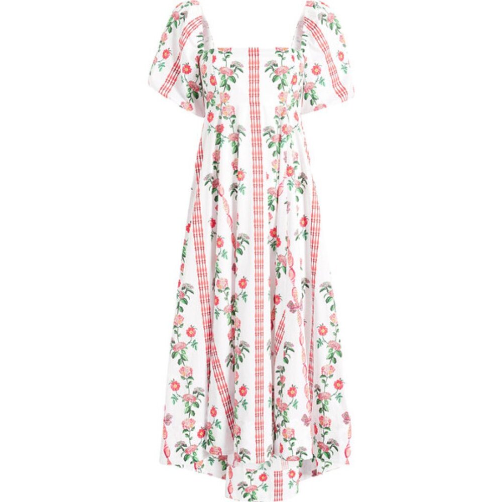 The Matilda Dress - Red Shell Vine Stripe Cotton